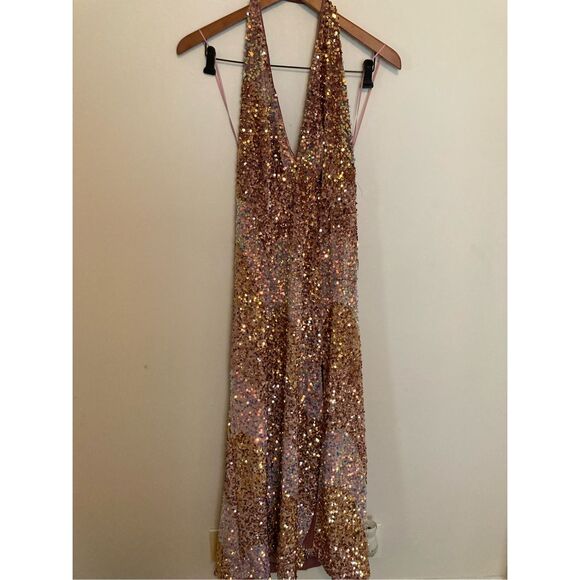 Free‎ People Glitter & Gold Midi Dress - Picture 2 of 8